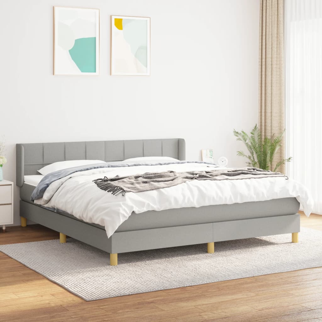 Boxspringbett Mit Matratze Stoff Hellgrau