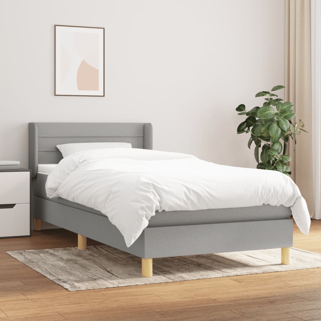 Boxspringbett Mit Matratze Stoff Hellgrau