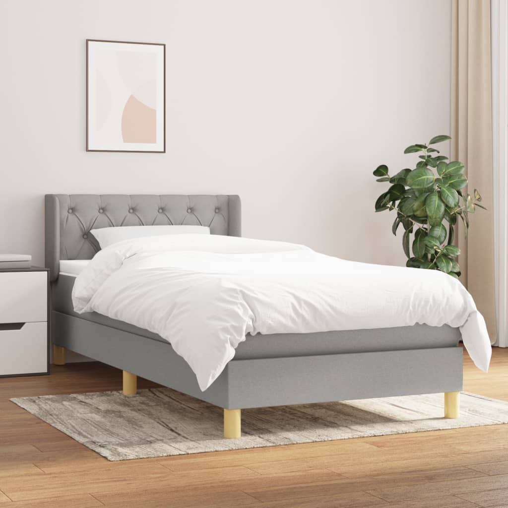 Boxspringbett Mit Matratze Stoff Hellgrau