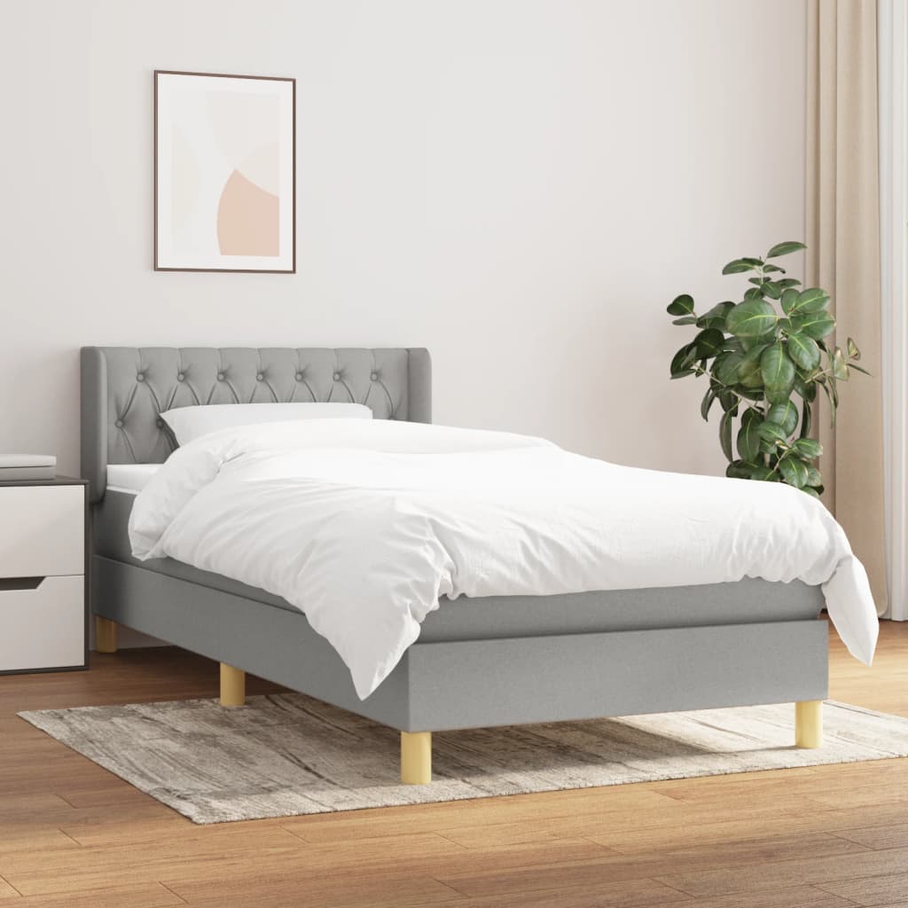 Boxspringbett Mit Matratze Stoff Hellgrau