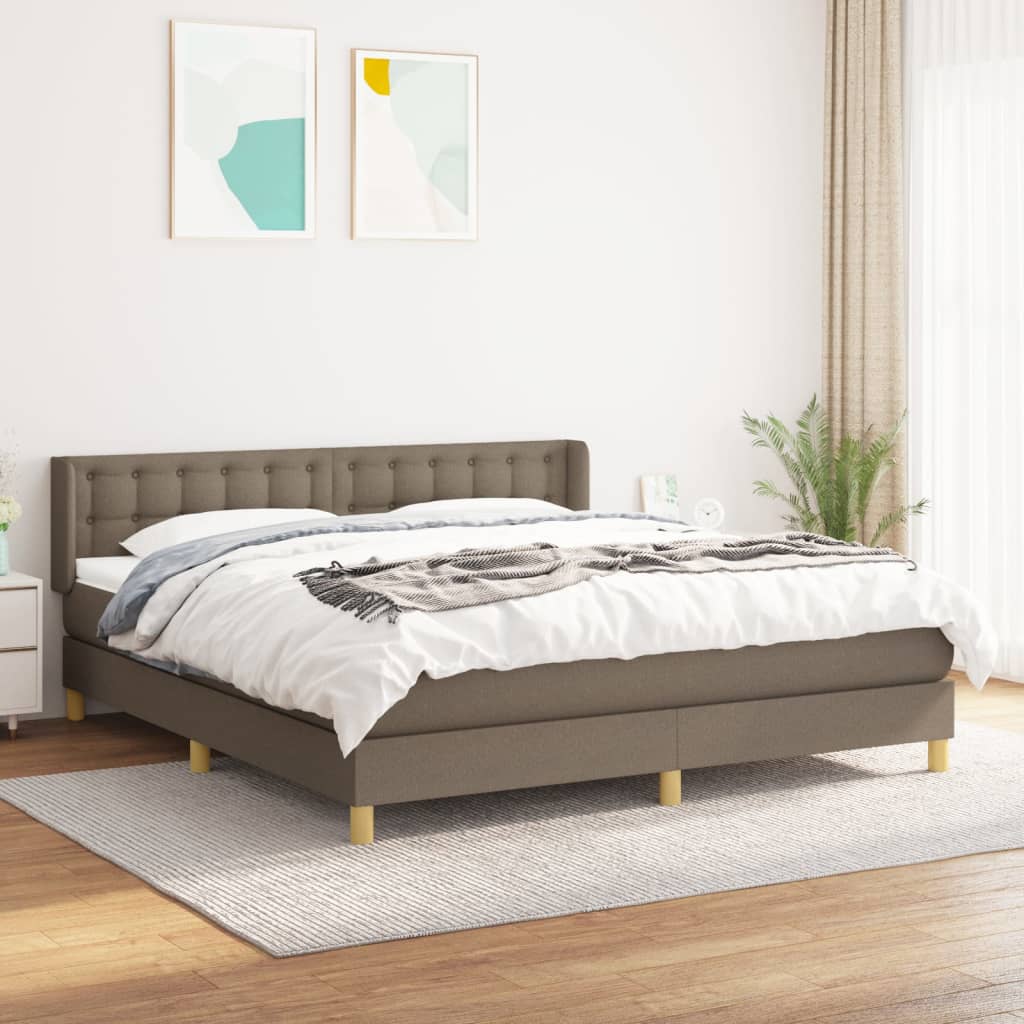 Boxspringbett Mit Matratze Stoff Taupe