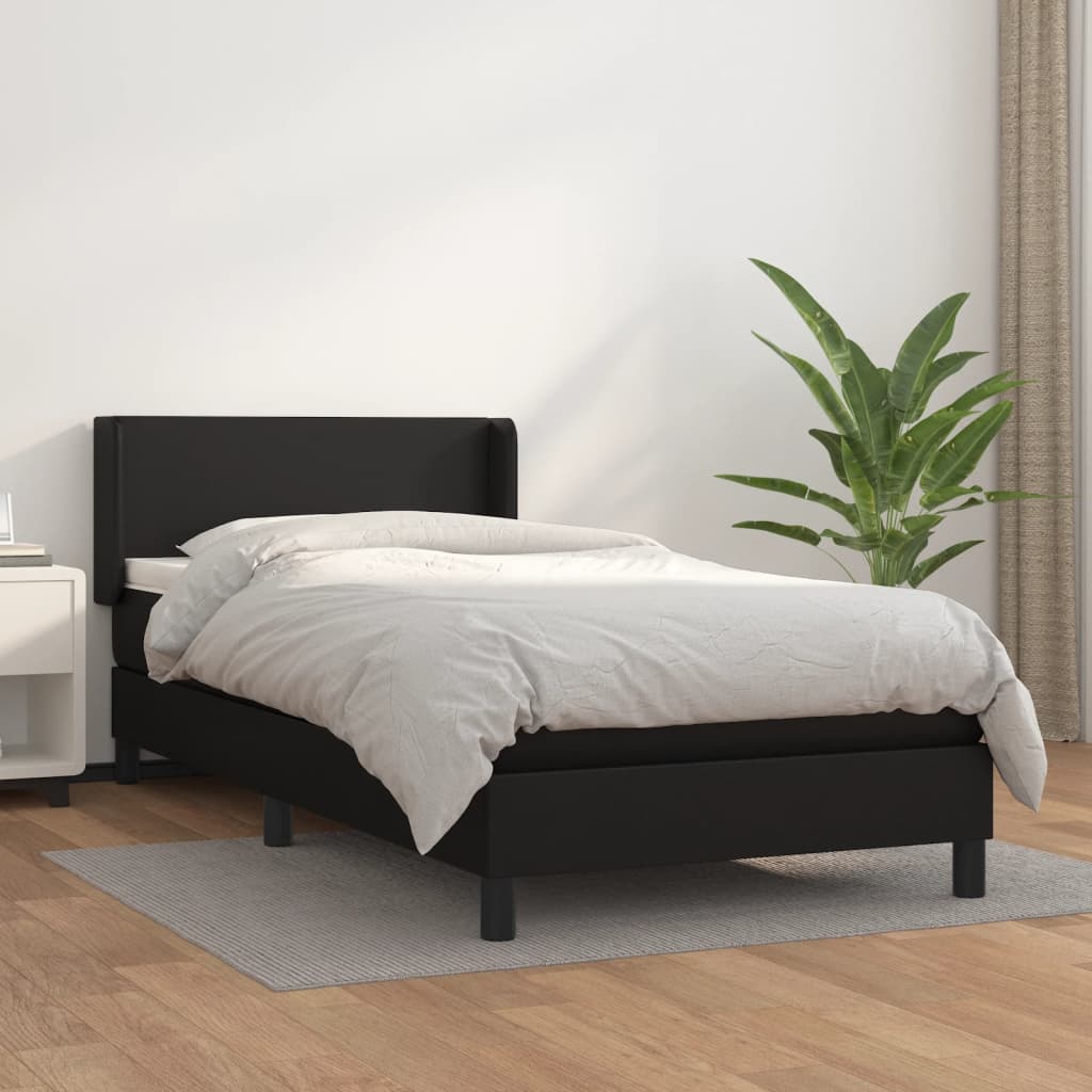 Boxspringbett Mit Matratze Kunstleder Schwarz