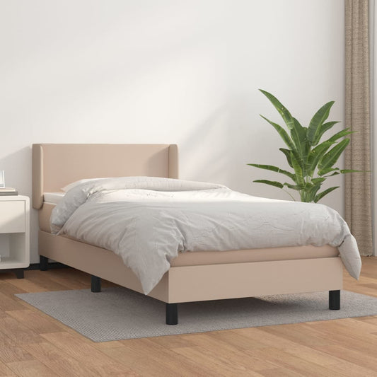 Boxspringbett Mit Matratze -Braun 90X200Cm Kunstleder Cappuccino