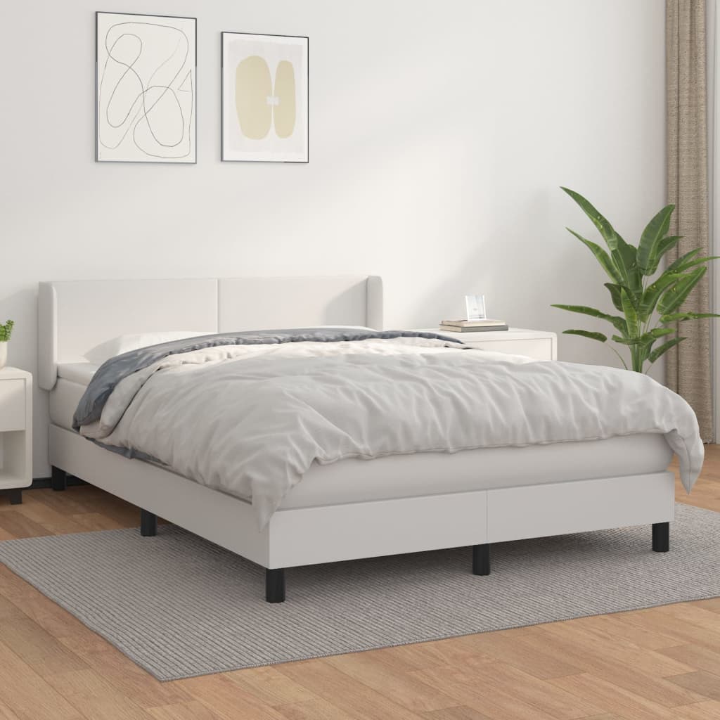 Boxspringbett Mit Matratze Kunstleder Weiß