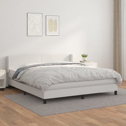Boxspringbett Mit Matratze Kunstleder Weiß