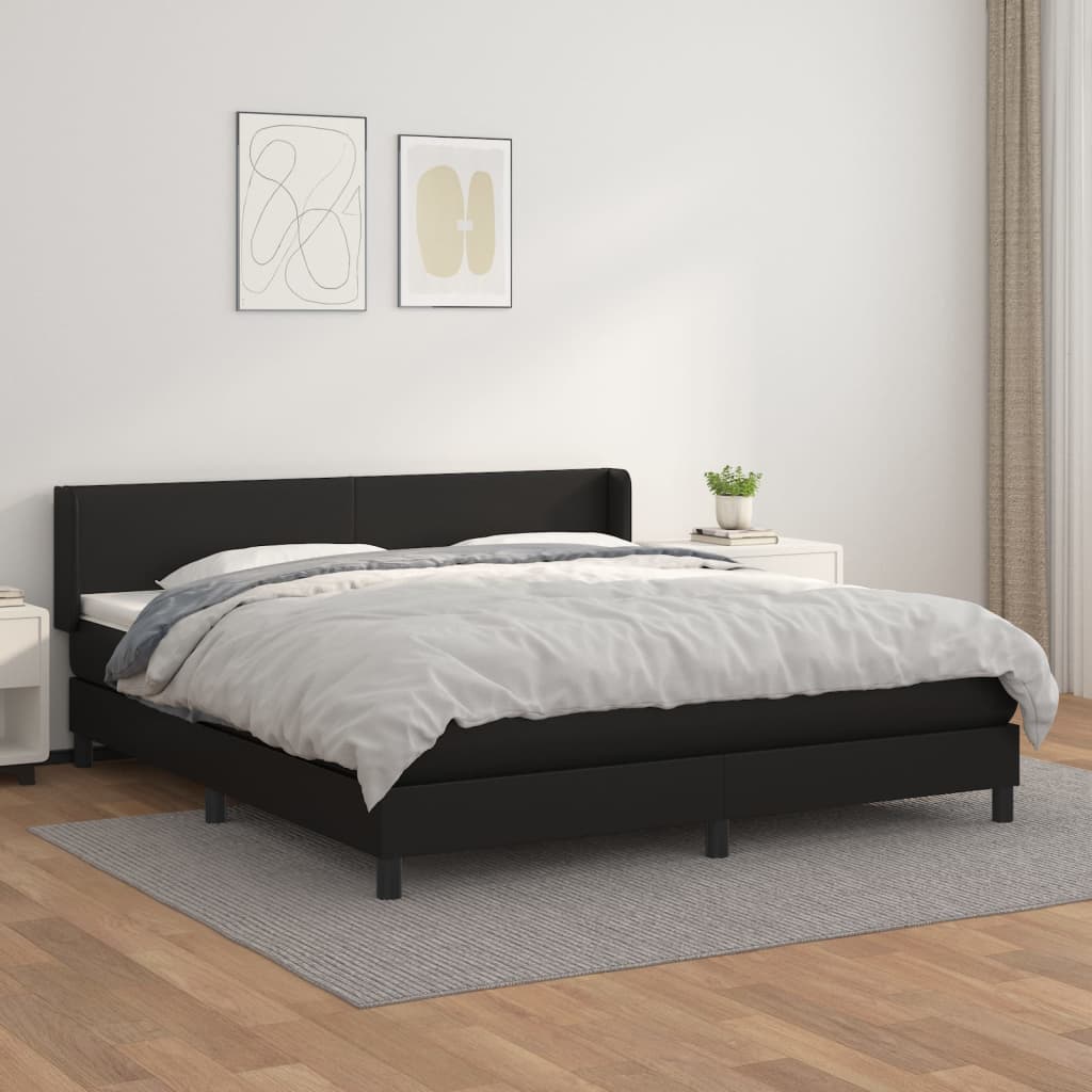 Boxspringbett Mit Matratze Kunstleder Schwarz