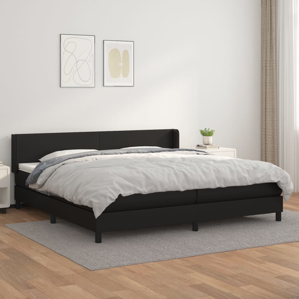 Boxspringbett Mit Matratze Kunstleder Schwarz