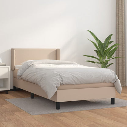 Boxspringbett Mit Matratze -Braun 90X200Cm Kunstleder Cappuccino