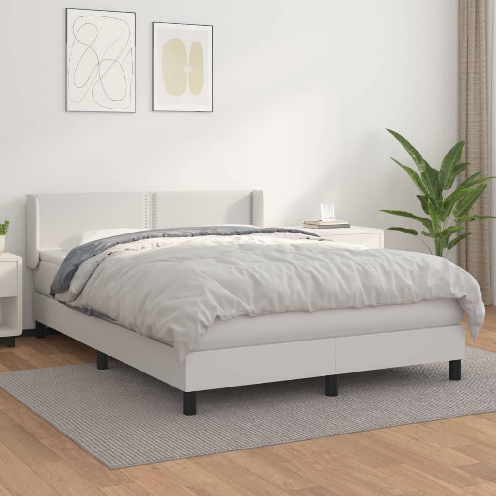 Boxspringbett Mit Matratze Kunstleder Weiß