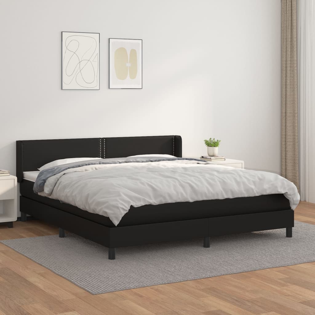 Boxspringbett Mit Matratze Kunstleder Schwarz