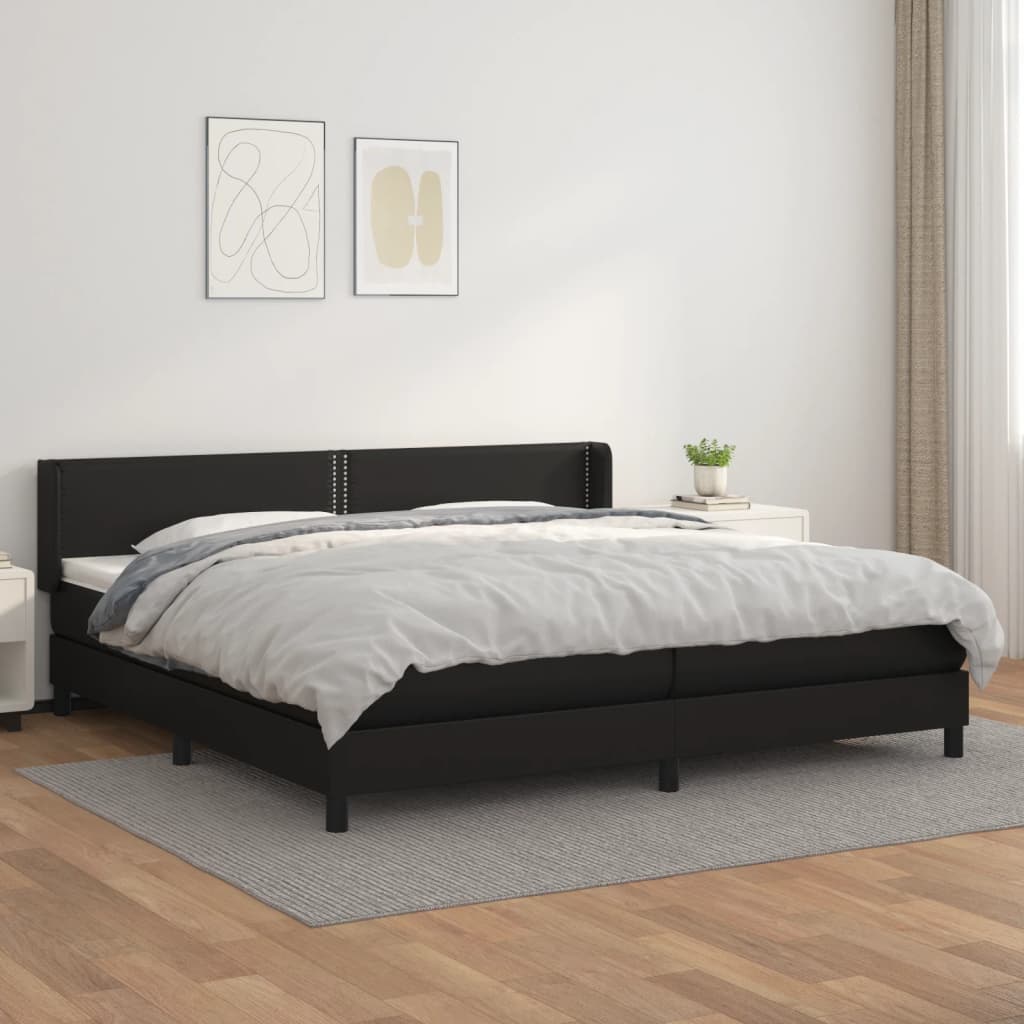 Boxspringbett Mit Matratze Kunstleder Schwarz
