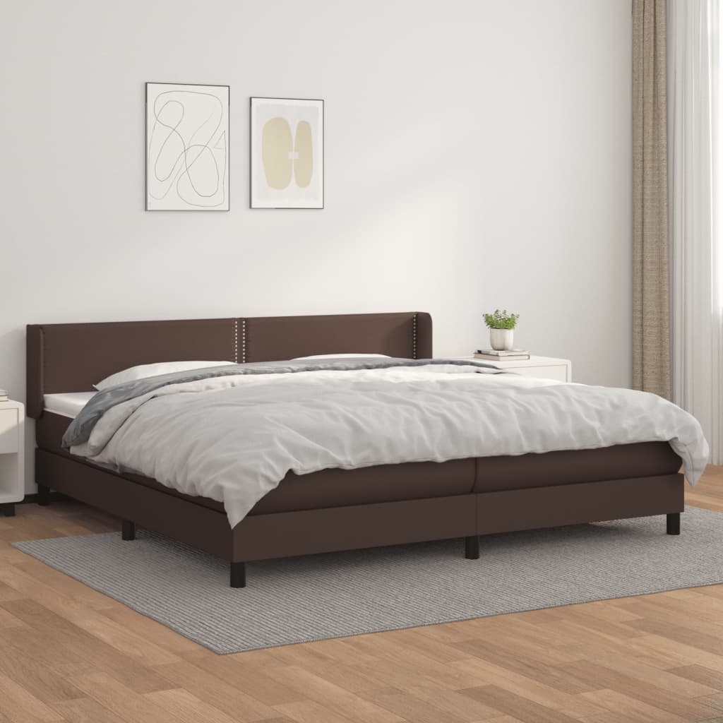 Boxspringbett Mit Matratze Kunstleder Braun
