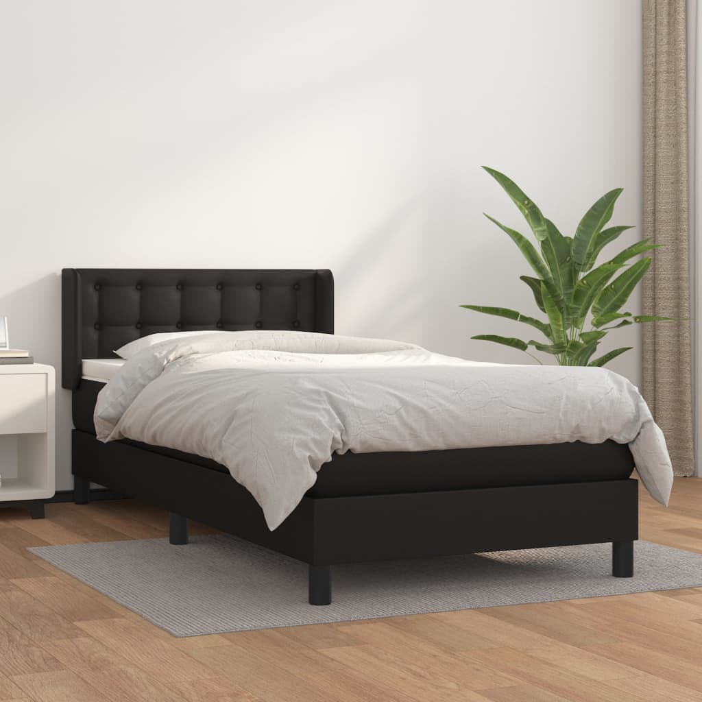 Boxspringbett Mit Matratze Kunstleder Schwarz
