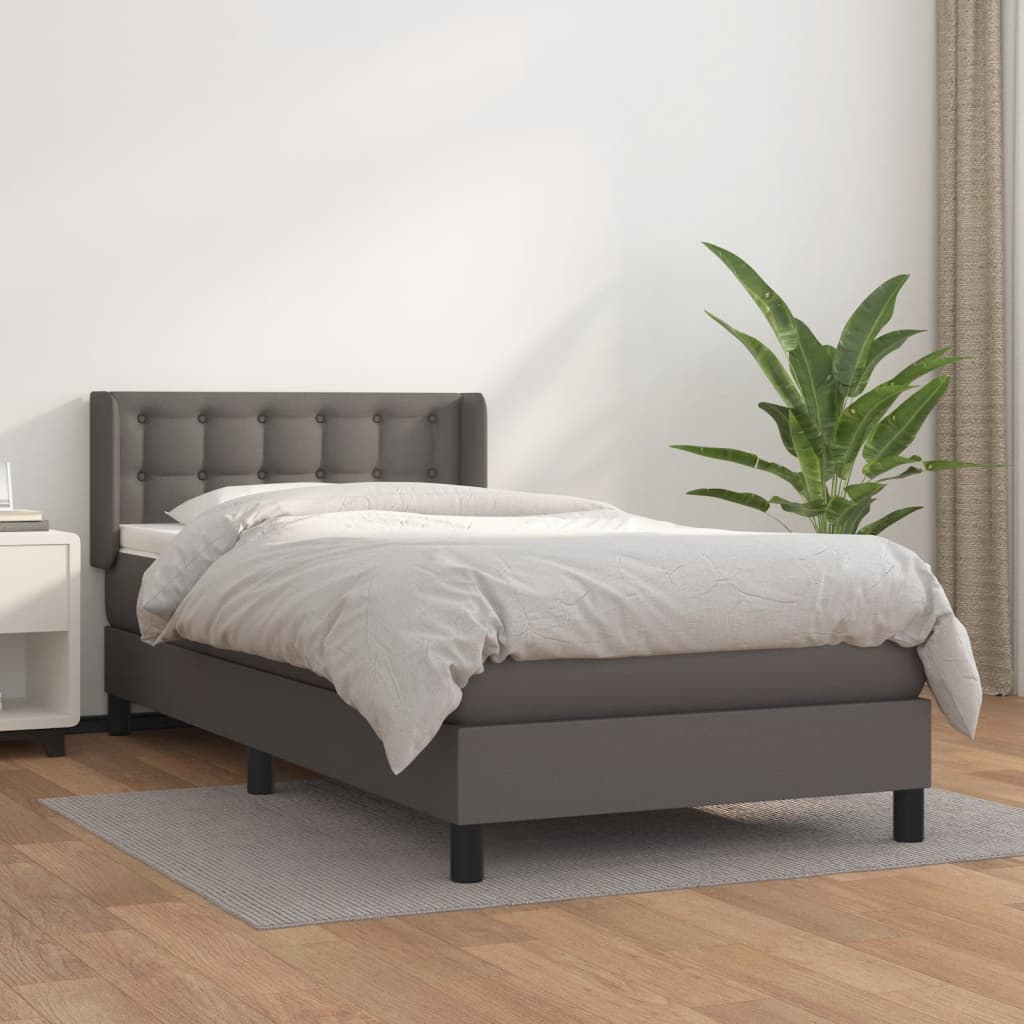 Boxspringbett Mit Matratze Kunstleder Grau