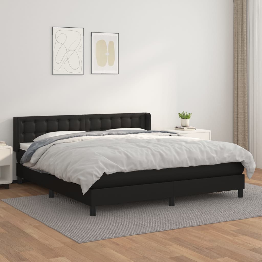 Boxspringbett Mit Matratze Kunstleder Schwarz