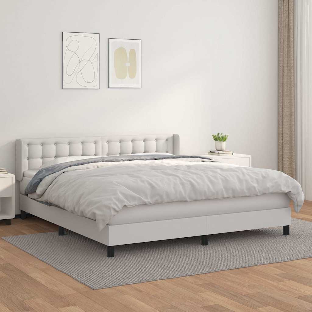 Boxspringbett Mit Matratze Kunstleder Weiß