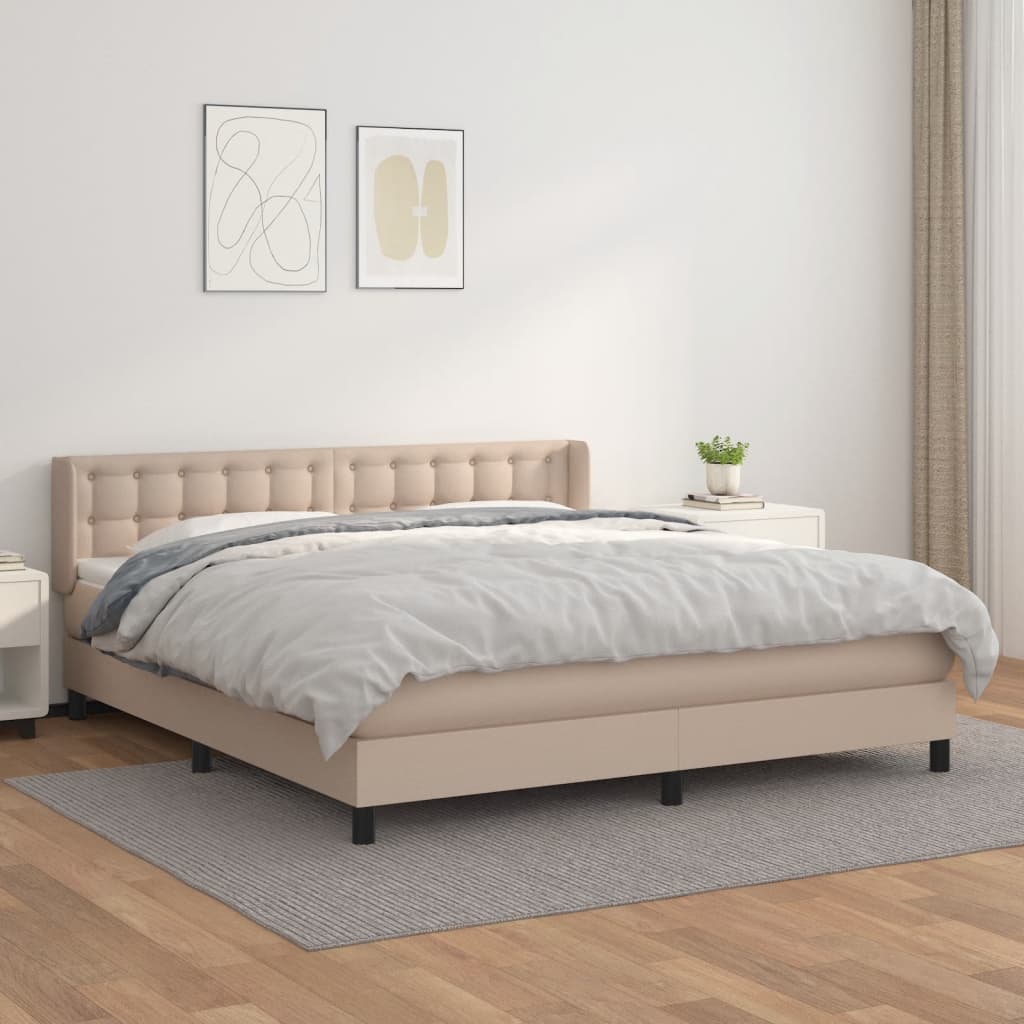 Boxspringbett Mit Matratze -Braun 90X200Cm Kunstleder Cappuccino