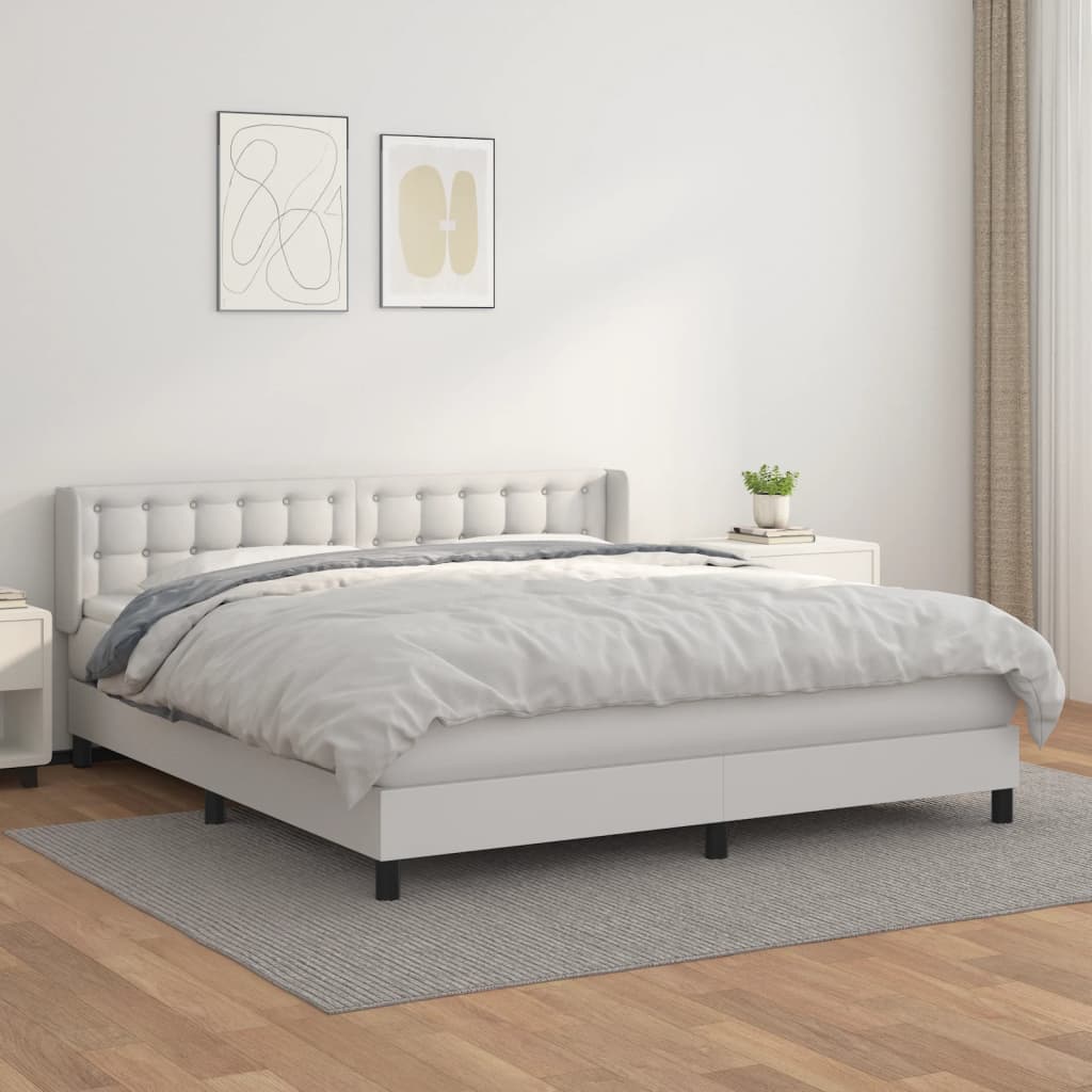 Boxspringbett Mit Matratze Kunstleder Weiß