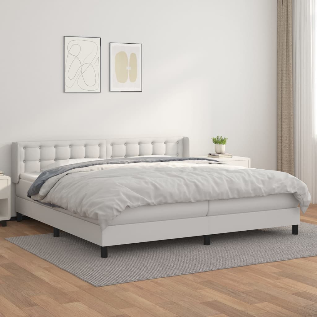 Boxspringbett Mit Matratze Kunstleder Weiß