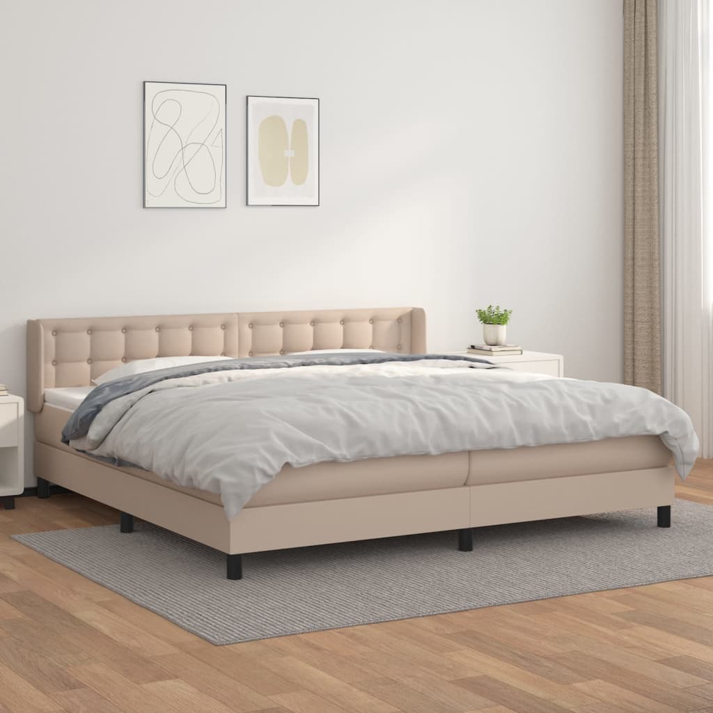 Boxspringbett Mit Matratze -Braun 90X200Cm Kunstleder Cappuccino