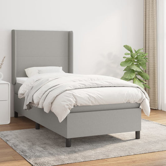 Boxspringbett Mit Matratze Stoff Hellgrau