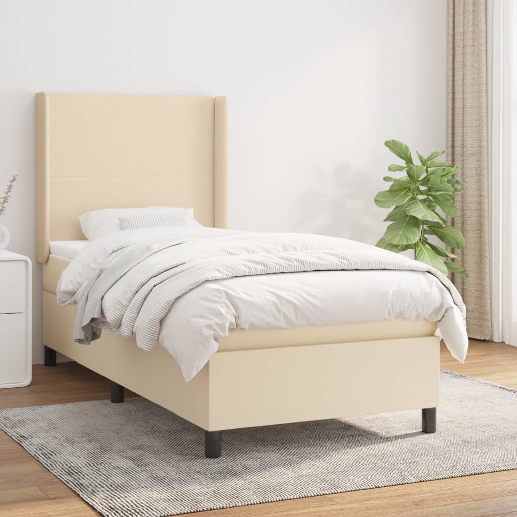 Boxspringbett Mit Matratze Stoff Creme
