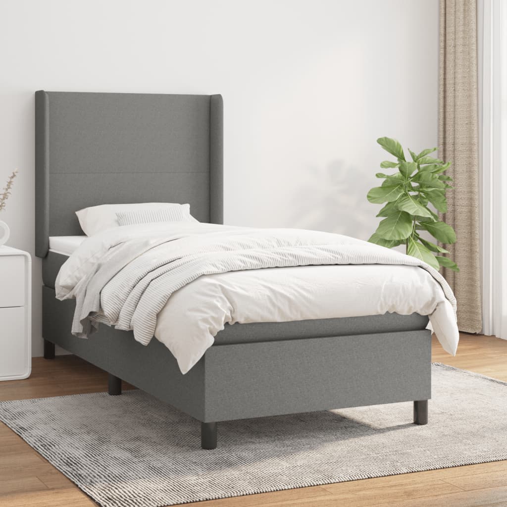 Boxspringbett Mit Matratze Stoff Dunkelgrau