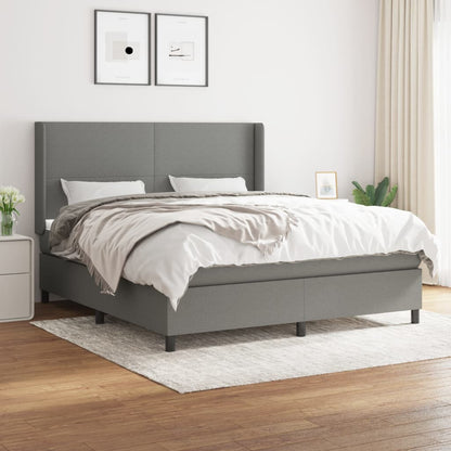 Boxspringbett Mit Matratze Stoff Dunkelgrau