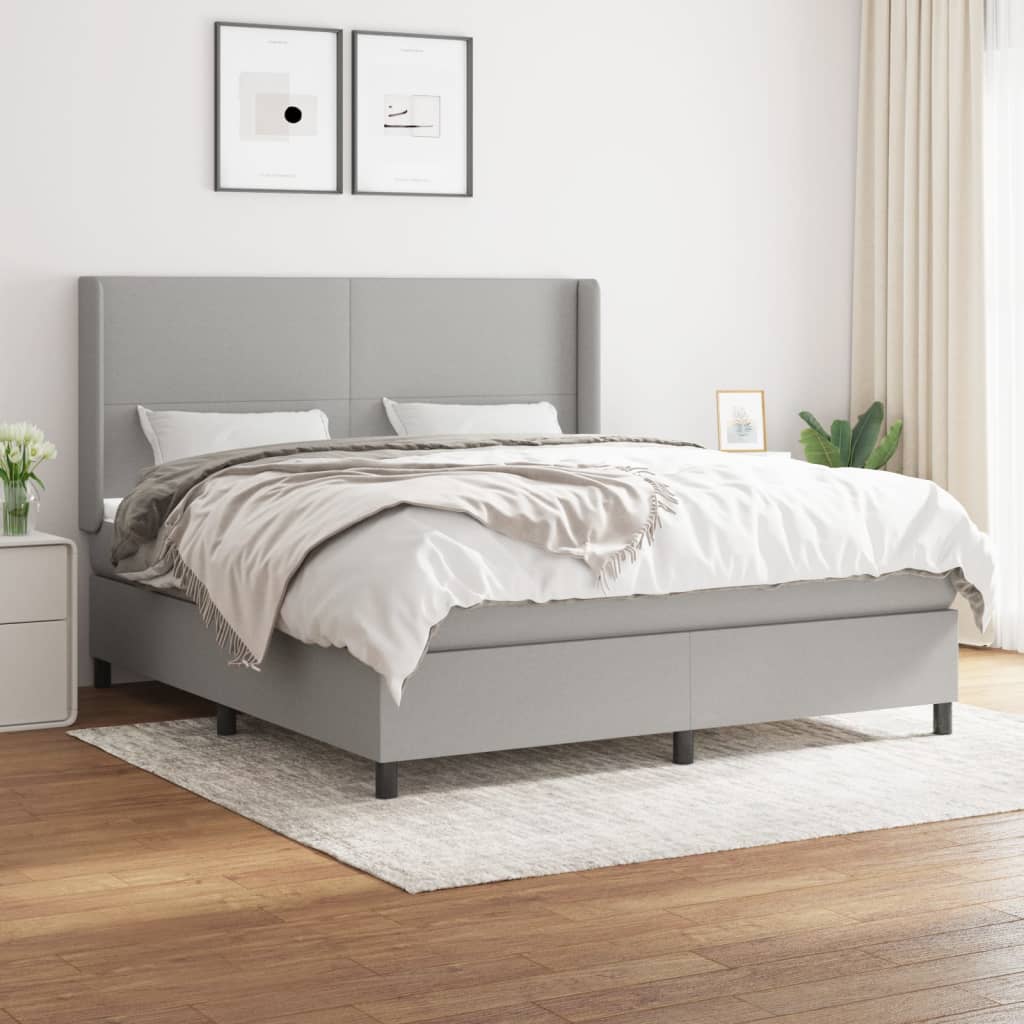 Boxspringbett Mit Matratze Stoff Hellgrau