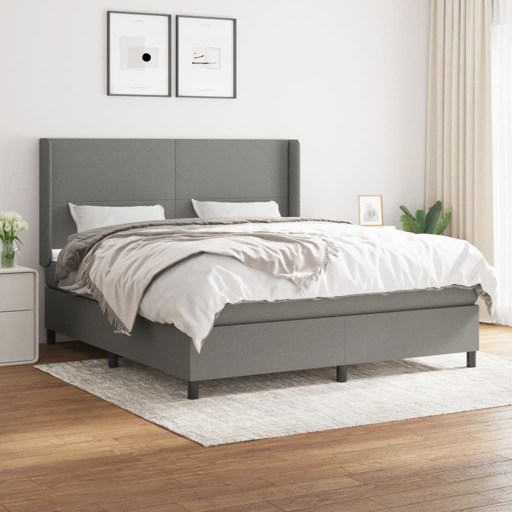 Boxspringbett Mit Matratze Stoff Dunkelgrau