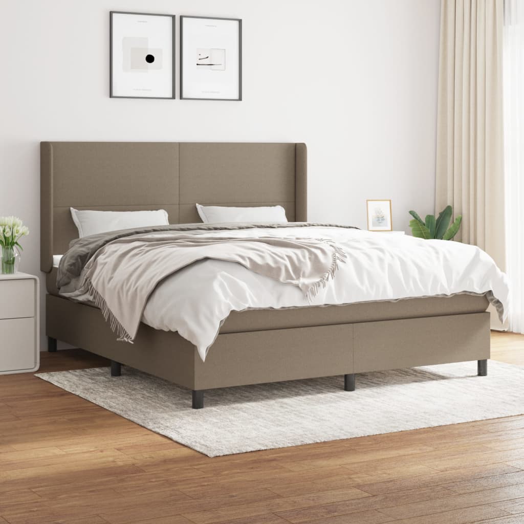 Boxspringbett Mit Matratze Stoff Taupe