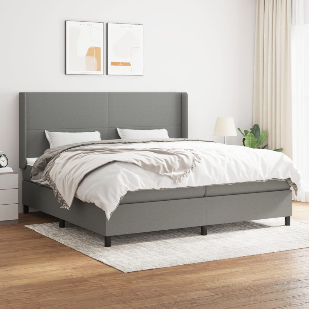 Boxspringbett Mit Matratze Stoff Dunkelgrau