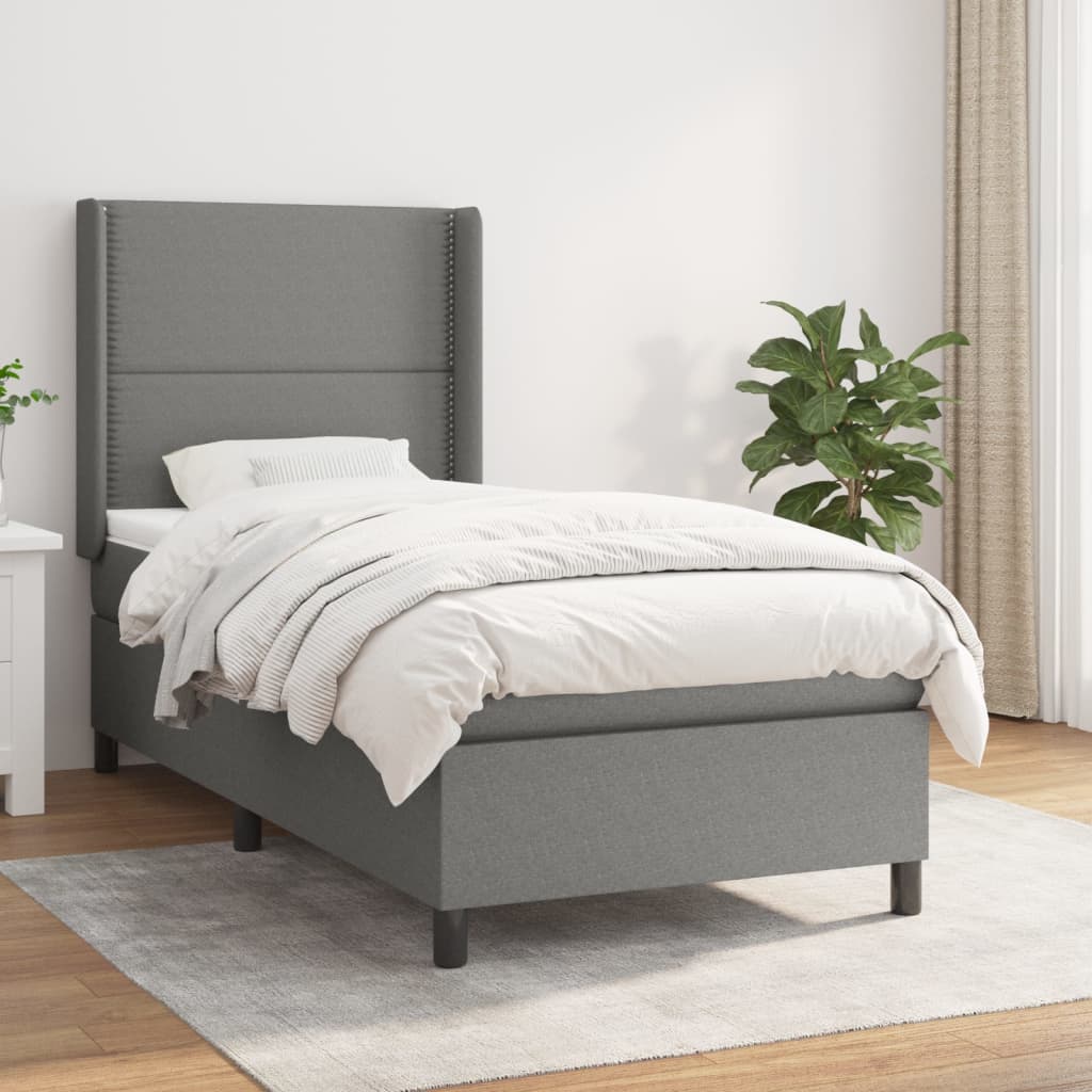 Boxspringbett Mit Matratze Stoff Dunkelgrau
