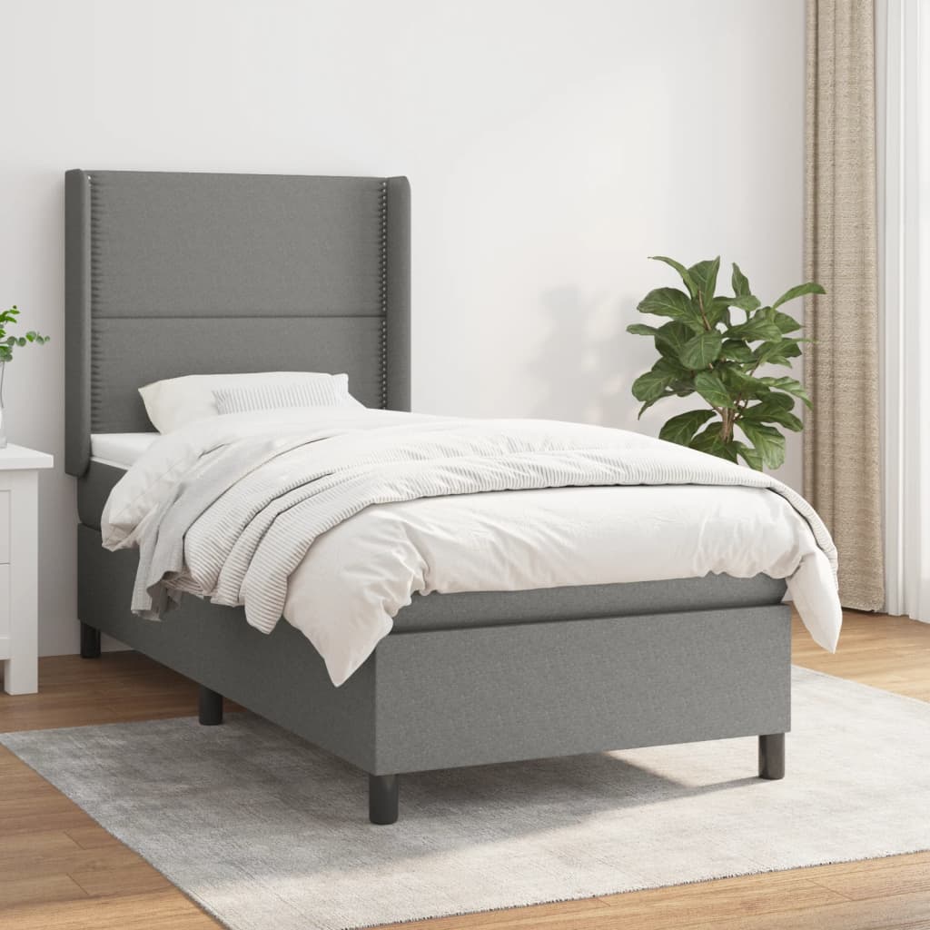 Boxspringbett Mit Matratze Stoff Dunkelgrau