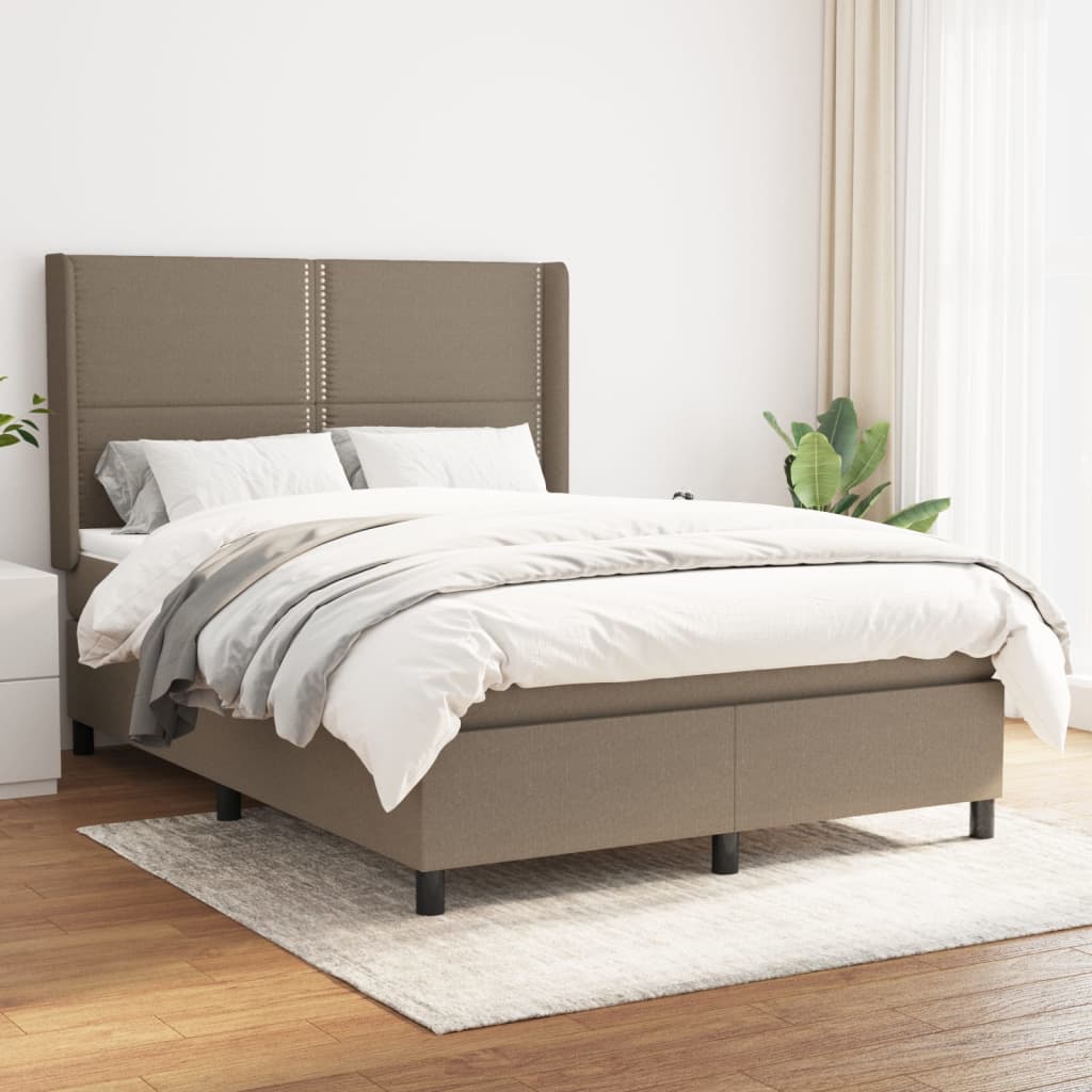 Boxspringbett Mit Matratze Stoff Taupe