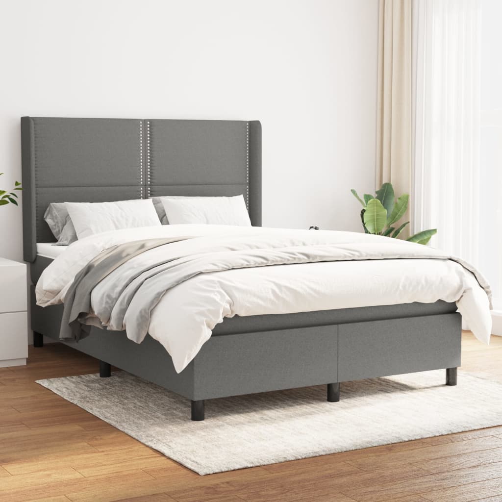 Boxspringbett Mit Matratze Stoff Dunkelgrau