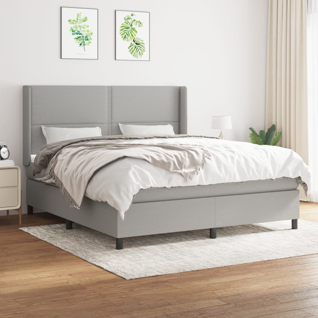 Boxspringbett Mit Matratze Stoff Hellgrau