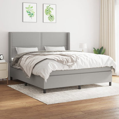 Boxspringbett Mit Matratze Stoff Hellgrau