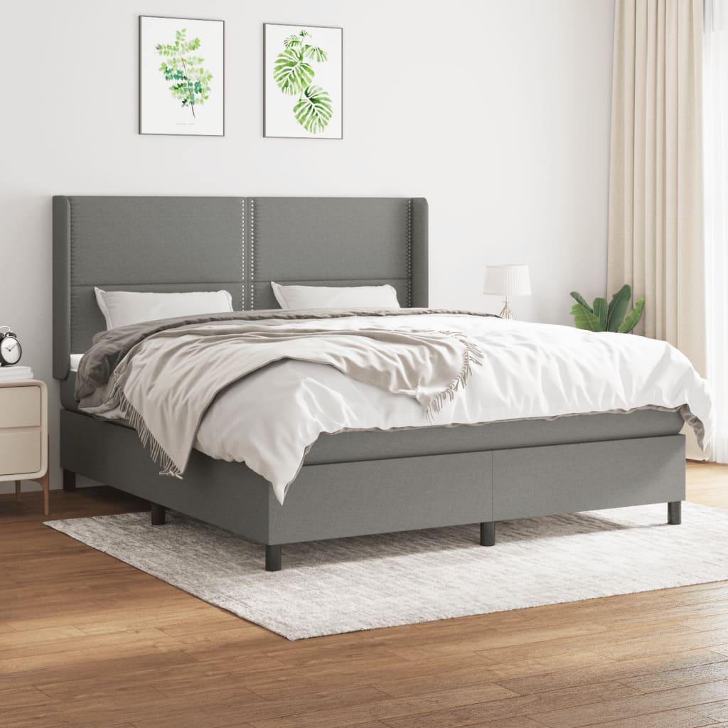 Boxspringbett Mit Matratze Stoff Dunkelgrau