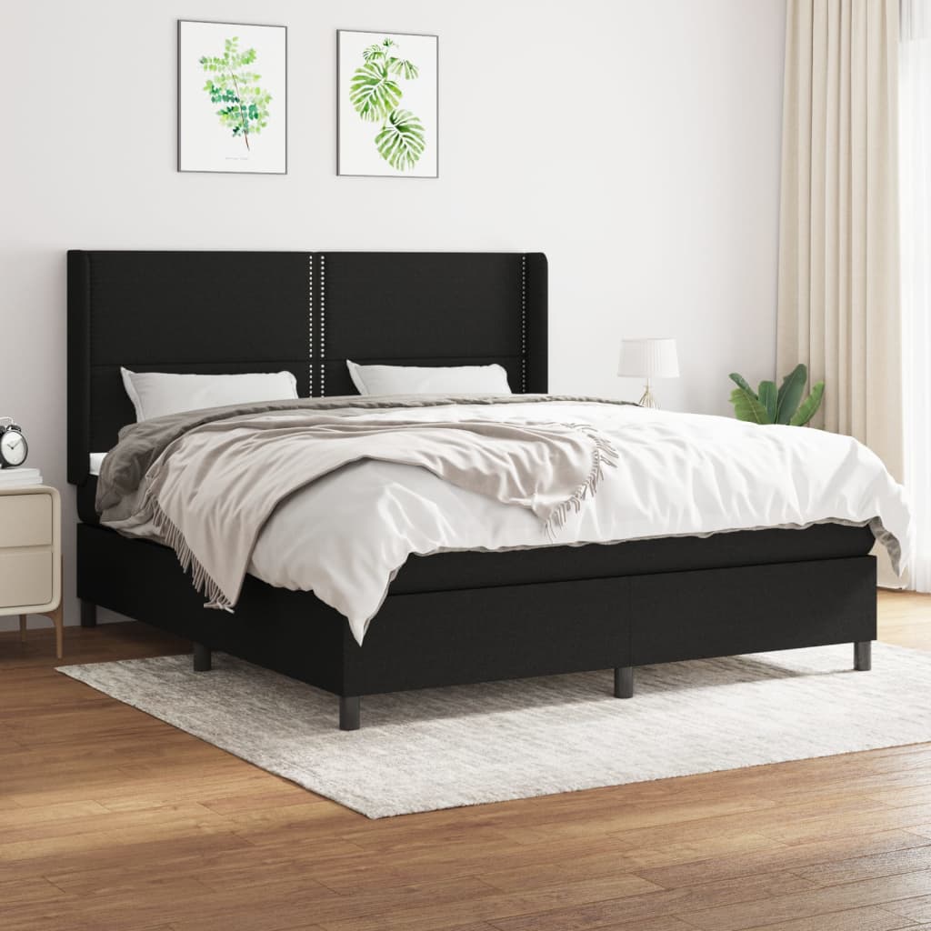 Boxspringbett Mit Matratze Stoff Schwarz