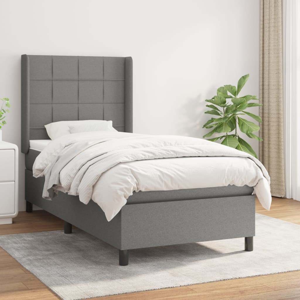 Boxspringbett Mit Matratze Stoff Dunkelgrau