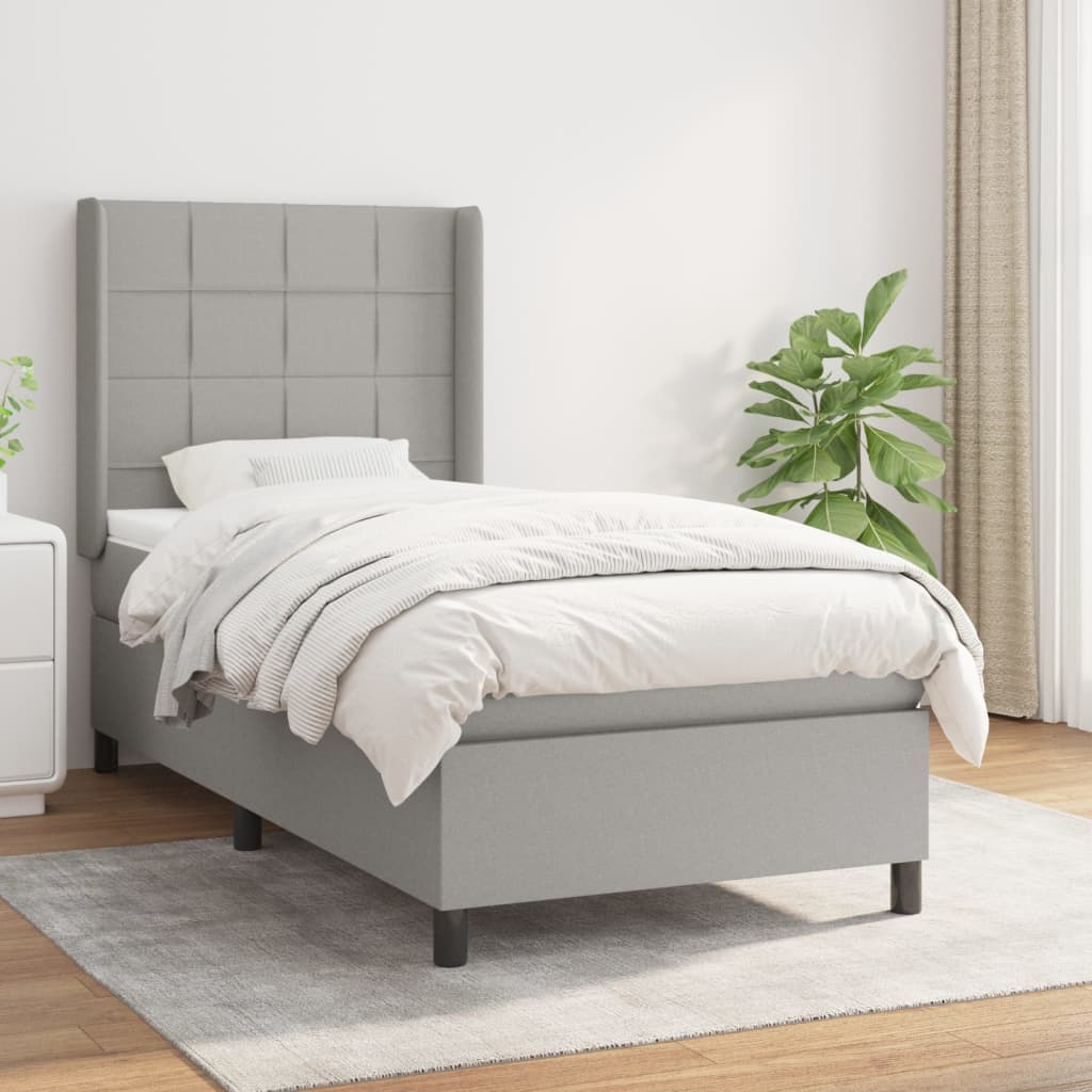 Boxspringbett Mit Matratze Stoff Hellgrau