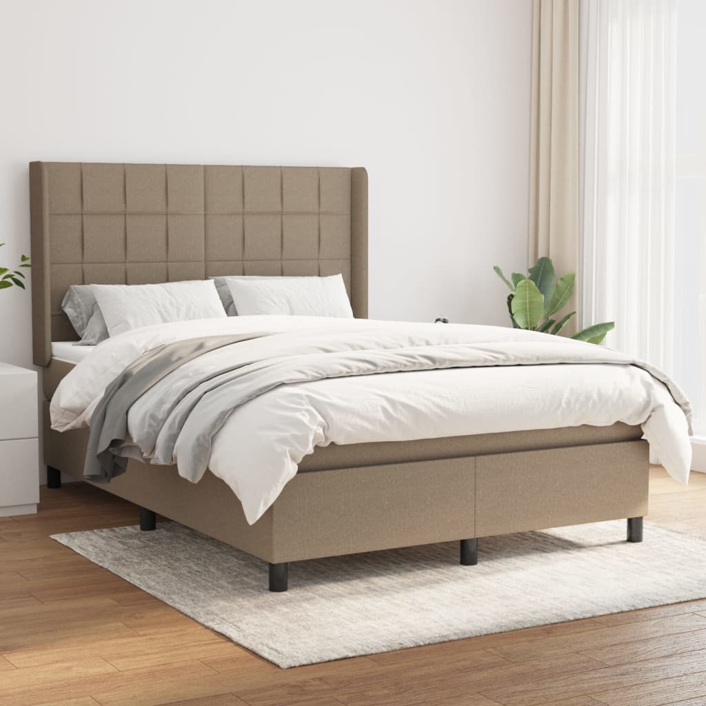 Boxspringbett Mit Matratze Stoff Taupe