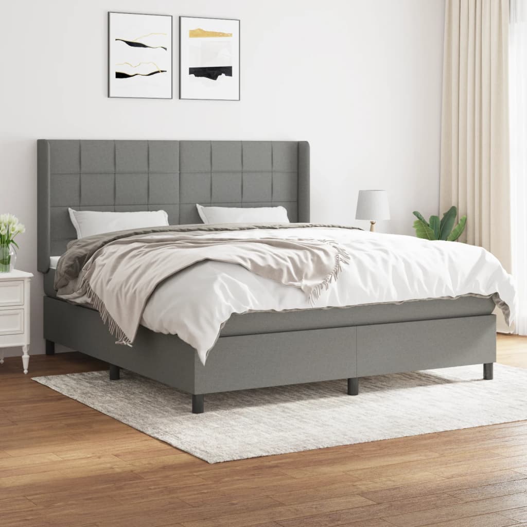 Boxspringbett Mit Matratze Stoff Dunkelgrau