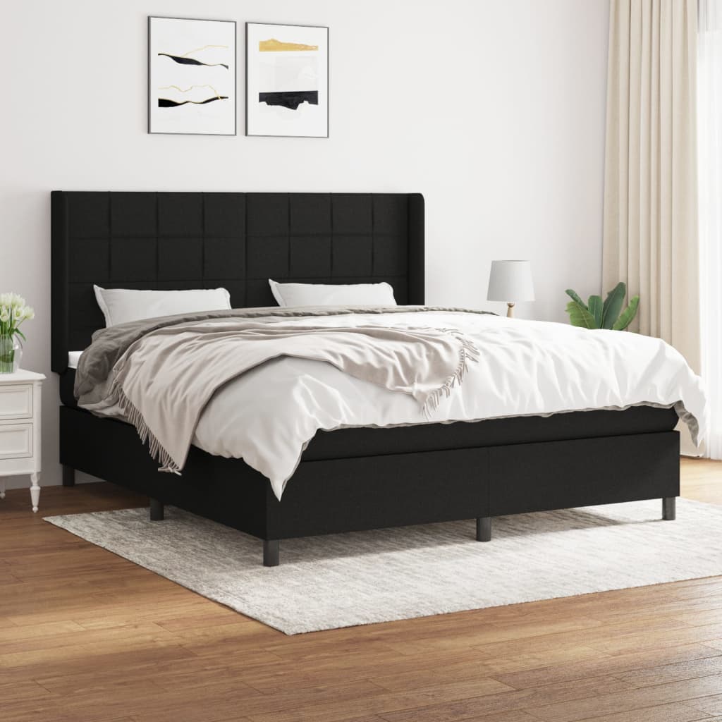 Boxspringbett Mit Matratze Stoff Schwarz
