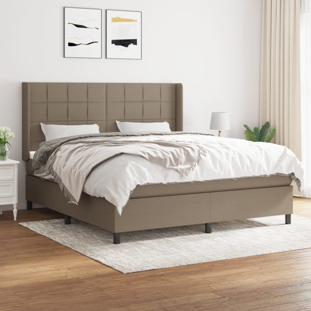 Boxspringbett Mit Matratze Stoff Taupe