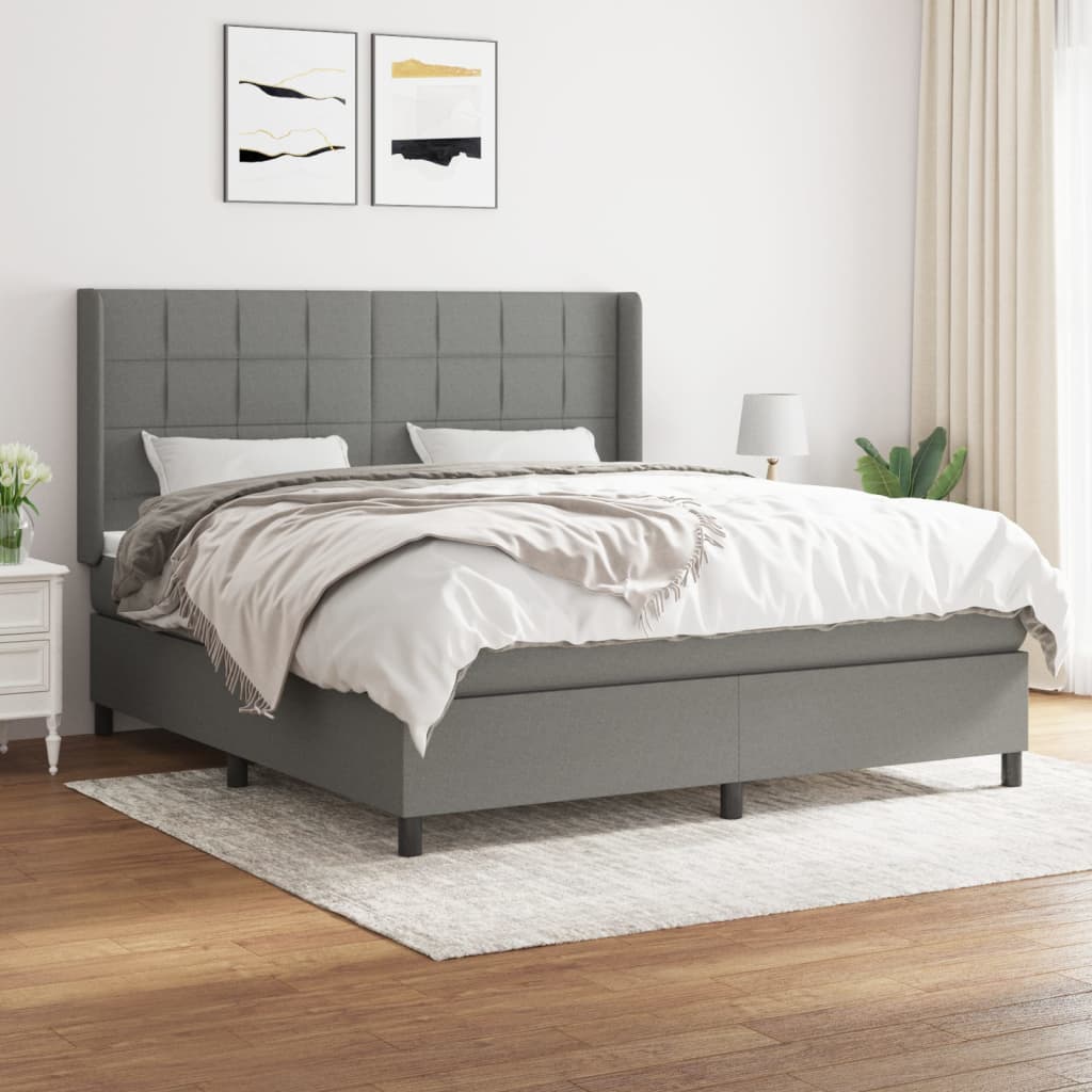 Boxspringbett Mit Matratze Stoff Dunkelgrau