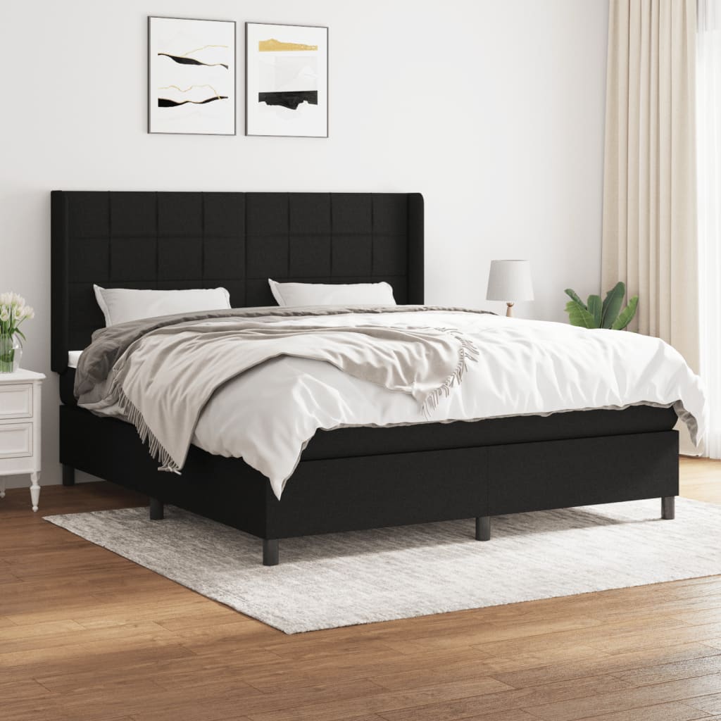 Boxspringbett Mit Matratze Stoff Schwarz