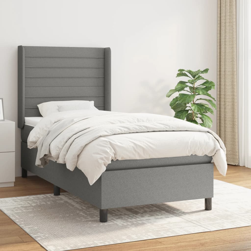 Boxspringbett Mit Matratze Stoff Dunkelgrau