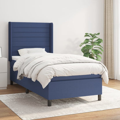 Boxspringbett Mit Matratze Stoff Blau